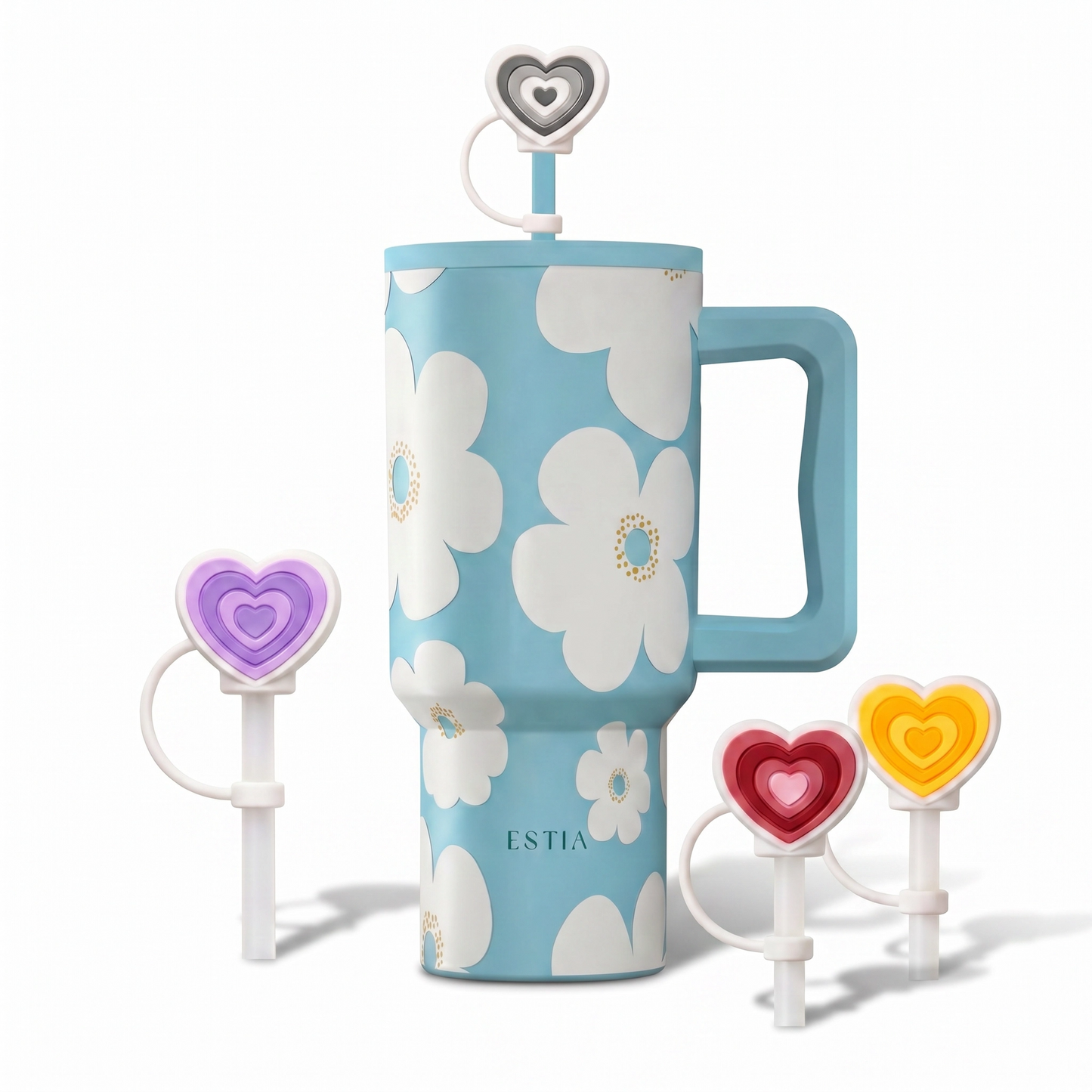 Combo Estia Straw Tumbler XL 900ml Series 4 & Hugs Straw Toppers Hearts σετ 4τμχ