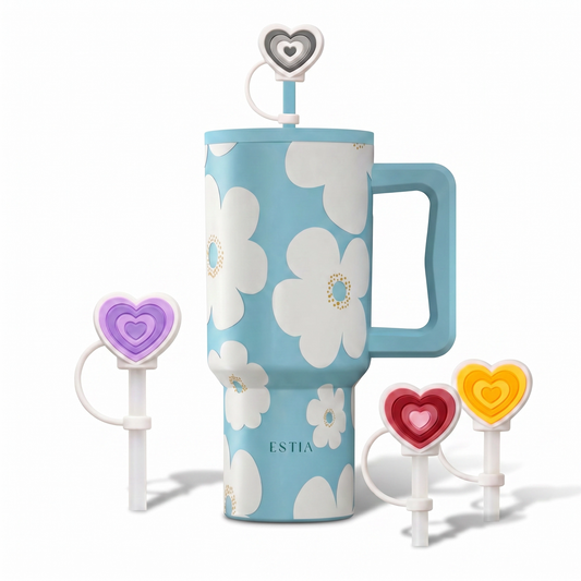 Combo Estia Straw Tumbler XL 900ml Series 4 & Hugs Straw Toppers Hearts σετ 4τμχ