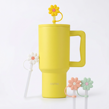 Combo Estia Straw Tumbler XL 900ml Series 4 & Hugs Straw Toppers Flowers σετ 4τμχ