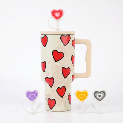 Combo Estia Straw Tumbler XL 900ml & Hugs Straw Toppers Hearts σετ 4τμχ