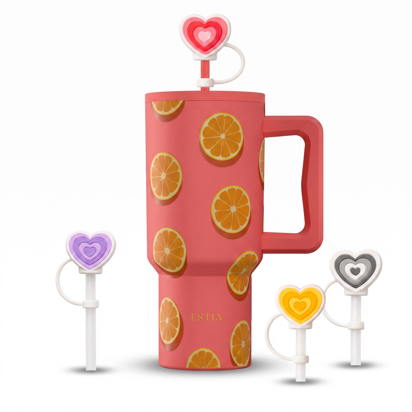 Combo Estia Straw Tumbler XL 900ml Series 4 & Hugs Straw Toppers Hearts σετ 4τμχ