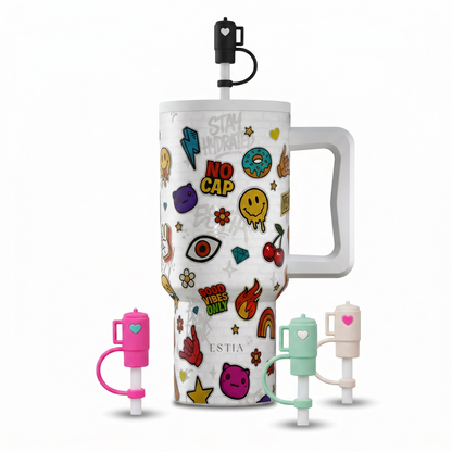 Combo Estia Straw Tumbler XL 900ml Series 4 & Hugs Straw Toppers Mini Tumblers σετ 4τμχ