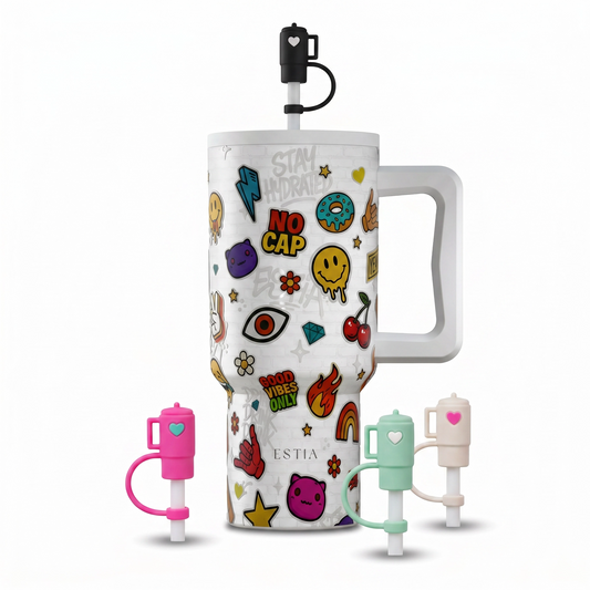 Combo Estia Straw Tumbler XL 900ml Series 4 & Hugs Straw Toppers Mini Tumblers σετ 4τμχ