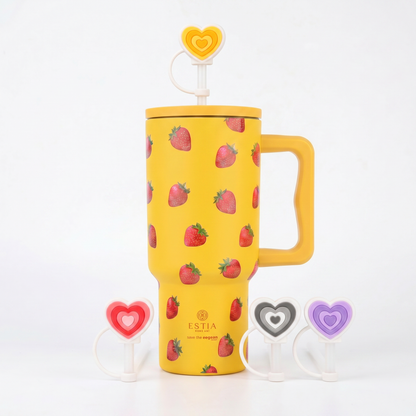 Combo Estia Straw Tumbler XL 900ml & Hugs Straw Toppers Hearts σετ 4τμχ