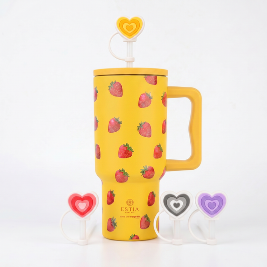Combo Estia Straw Tumbler XL 900ml & Hugs Straw Toppers Hearts σετ 4τμχ