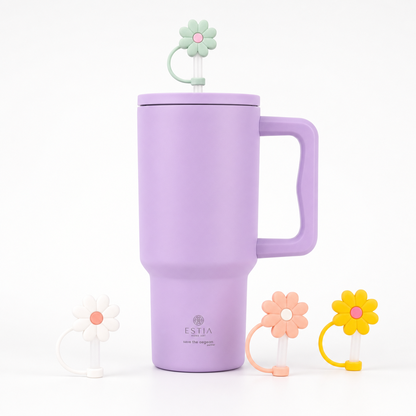 Combo Estia Straw Tumbler XL 1200ml & Hugs Straw Toppers Flowers σετ 4τμχ