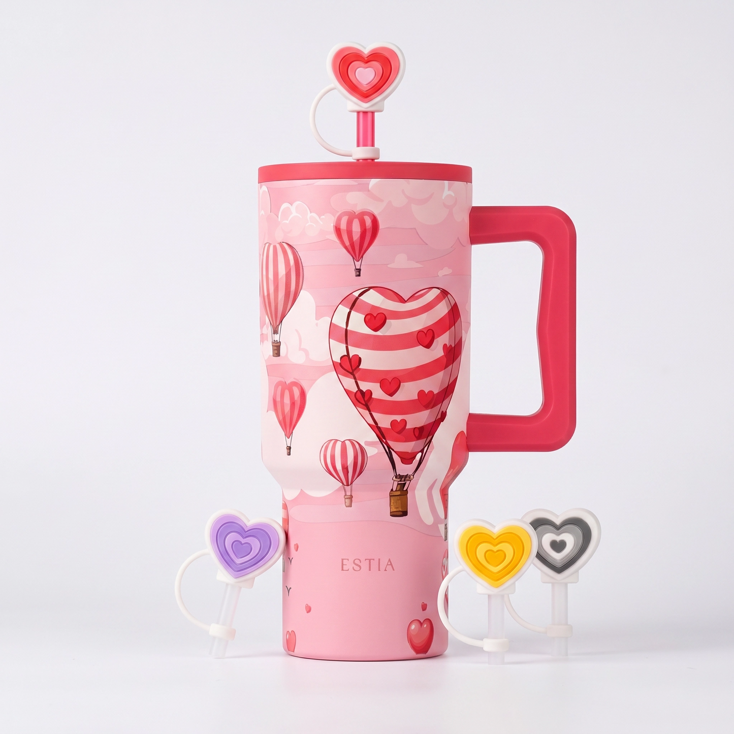 Combo Estia Straw Tumbler XL 900ml Series 4 & Hugs Straw Toppers Hearts σετ 4τμχ