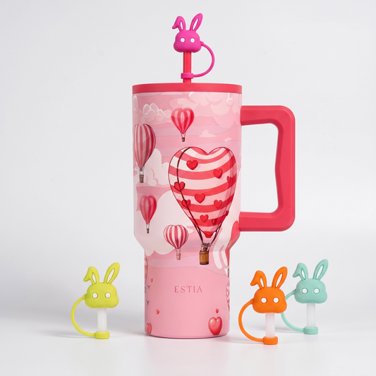 Combo Estia Straw Tumbler XL 900ml Series 4 & Hugs Straw Toppers Bunnies σετ 4τμχ