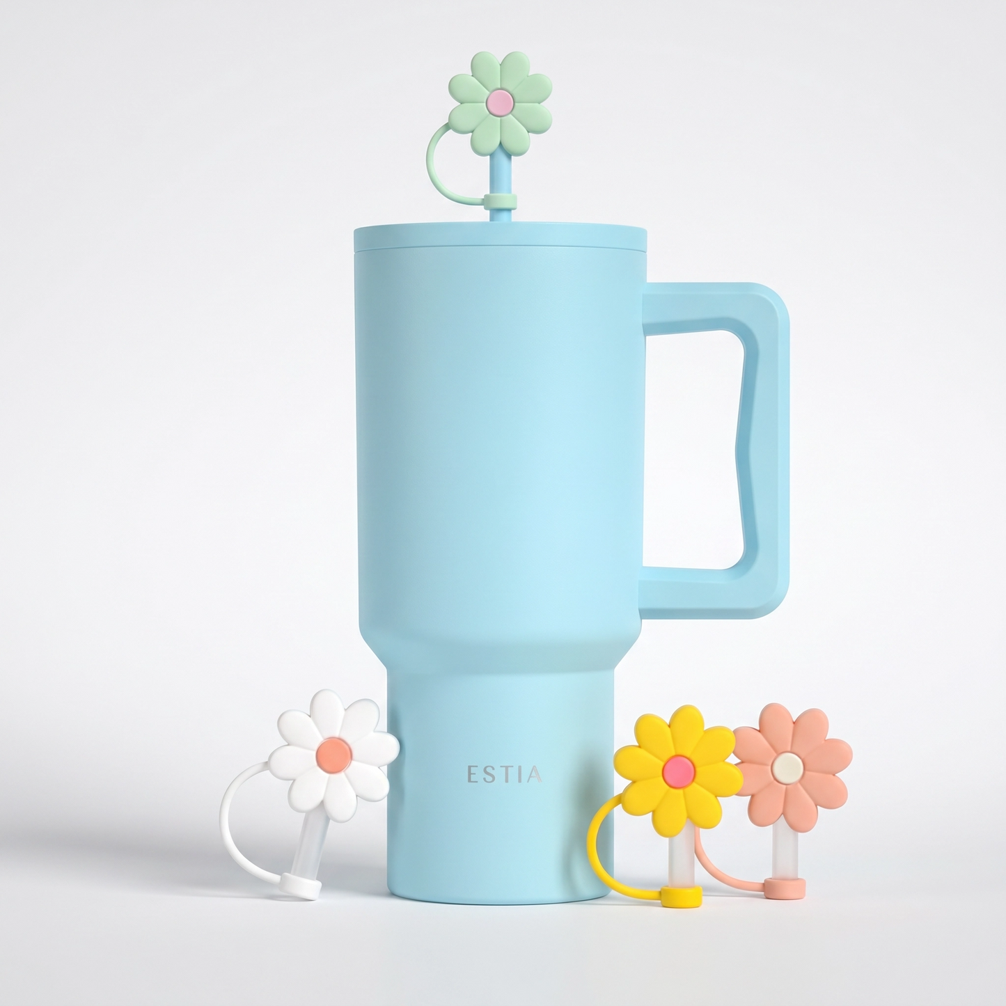 Combo Estia Straw Tumbler XL 900ml Series 4 & Hugs Straw Toppers Flowers σετ 4τμχ