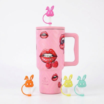 Combo Estia Straw Tumbler XL 900ml & Hugs Straw Toppers Bunnies σετ 4τμχ