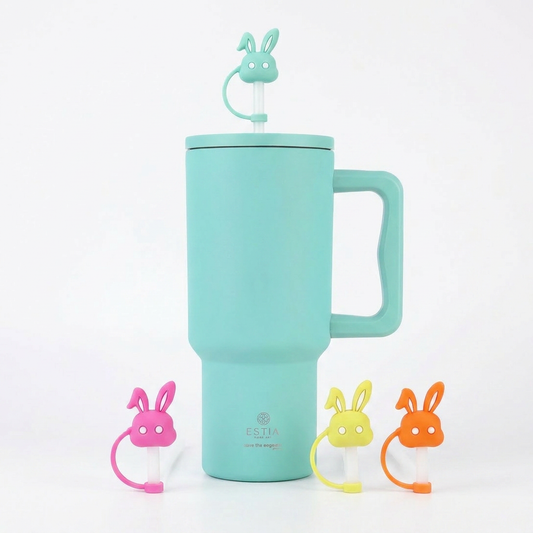 Combo Estia Straw Tumbler XL 900ml & Hugs Straw Toppers Bunnies σετ 4τμχ