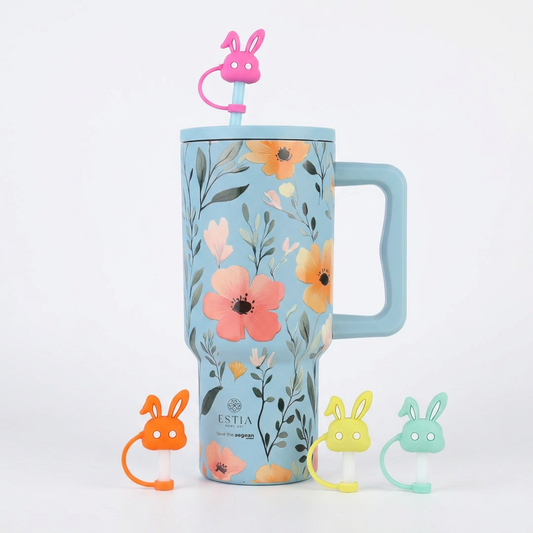 Combo Estia Straw Tumbler XL 900ml & Hugs Straw Toppers Bunnies σετ 4τμχ