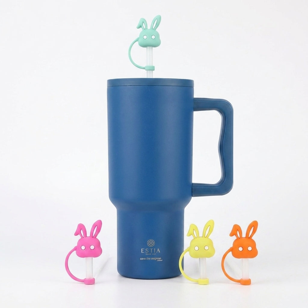 Combo Estia Straw Tumbler XL 900ml & Hugs Straw Toppers Bunnies σετ 4τμχ