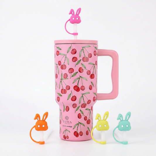 Combo Estia Straw Tumbler XL 900ml & Hugs Straw Toppers Bunnies σετ 4τμχ