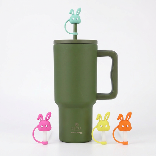 Combo Estia Straw Tumbler XL 900ml & Hugs Straw Toppers Bunnies σετ 4τμχ