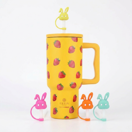 Combo Estia Straw Tumbler XL 900ml & Hugs Straw Toppers Bunnies σετ 4τμχ