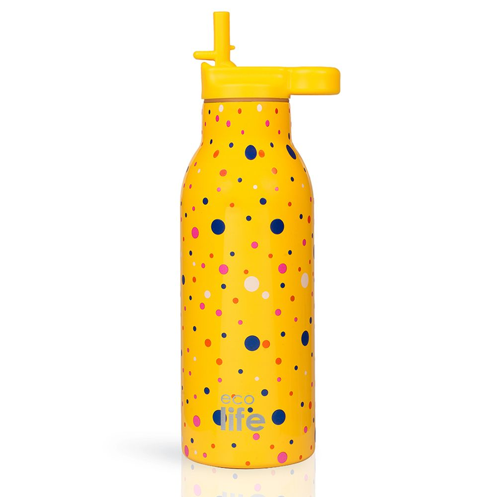 Ecolife Μπουκάλι Θερμός με Εσωτερικό Καλαμάκι 550ml Dots