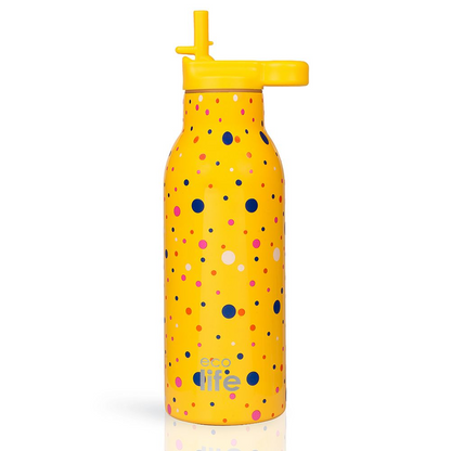 Ecolife Μπουκάλι Θερμός με Εσωτερικό Καλαμάκι 550ml Dots