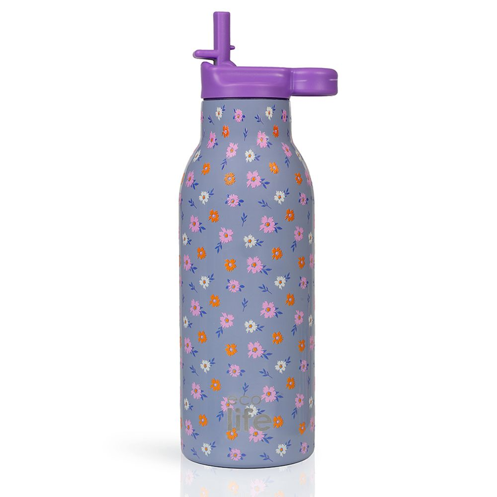 Ecolife Μπουκάλι Θερμός με Εσωτερικό Καλαμάκι 550ml Bloom