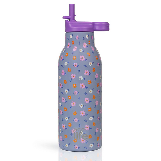 Ecolife Μπουκάλι Θερμός με Εσωτερικό Καλαμάκι 550ml Bloom