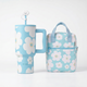Combo Estia Straw Tumbler XL 900ml & Cover & Lunchbag Blue Daisy