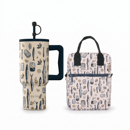 Combo Estia Straw Tumbler XL 900ml & Cover & Lunchbag Salt Life