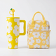Combo Estia Straw Tumbler XL 900ml & Cover & Lunchbag Yellow Daisy