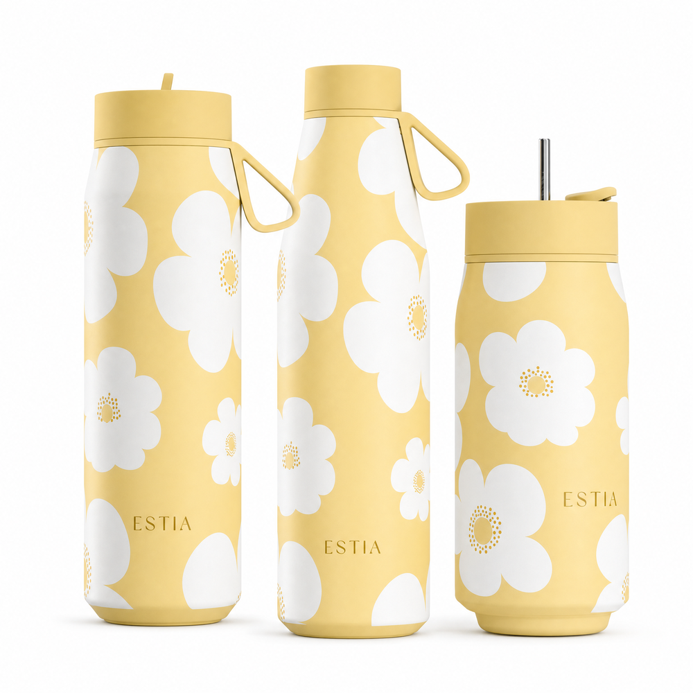 Combo Estia Θερμός Pulse 500ml & Flow 500ml & Lens 350ml Yellow Daisy