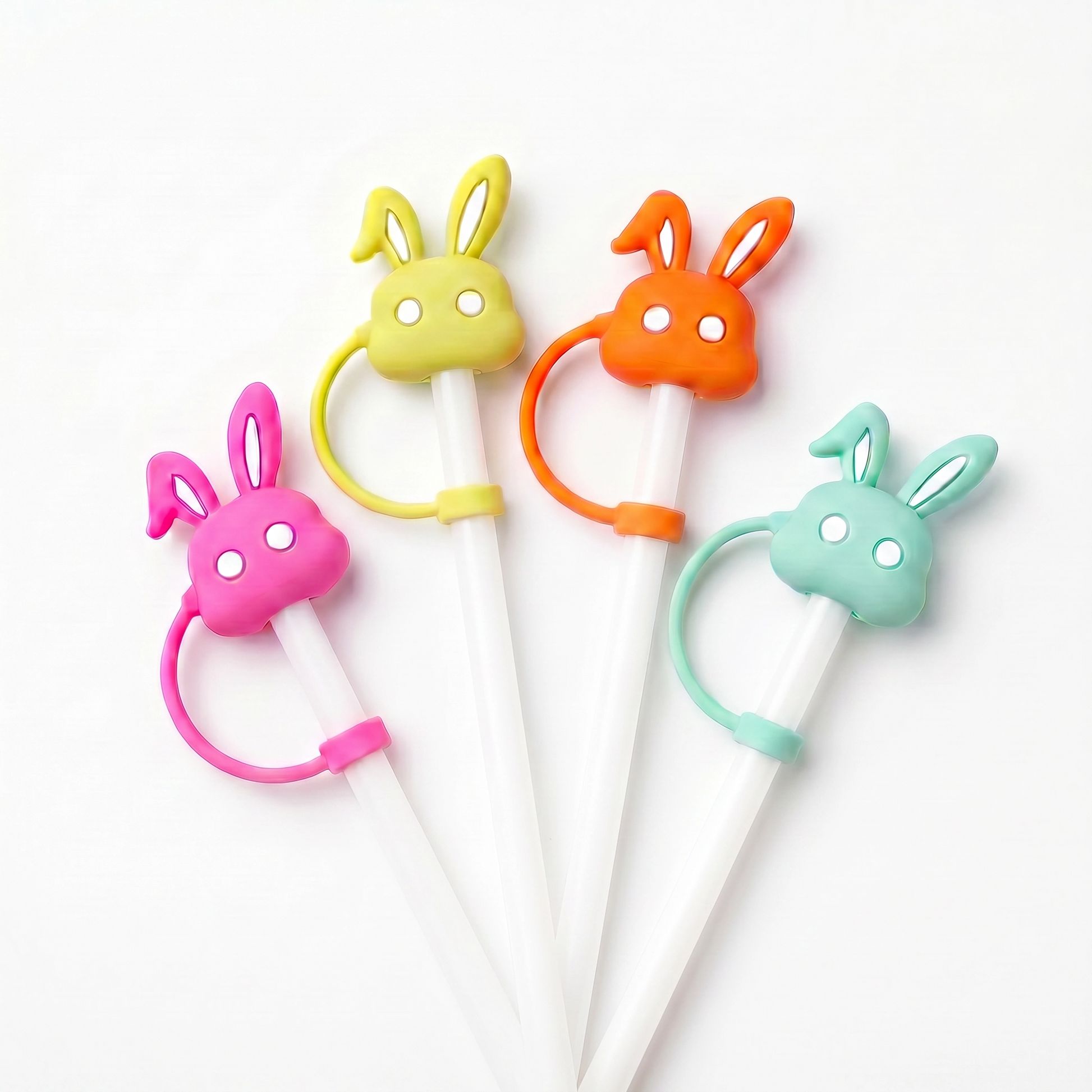 Hugs Straw Toppers Προστατευτικά για Καλαμάκια Tumbler σετ 4τμχ - Bunnies