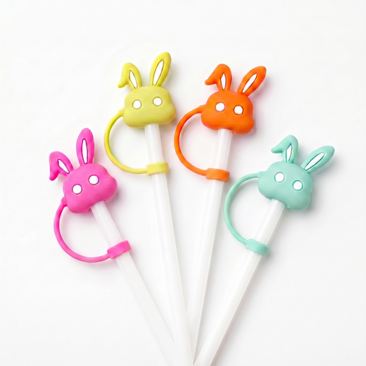 Hugs Straw Toppers Προστατευτικά για Καλαμάκια Tumbler σετ 4τμχ - Bunnies