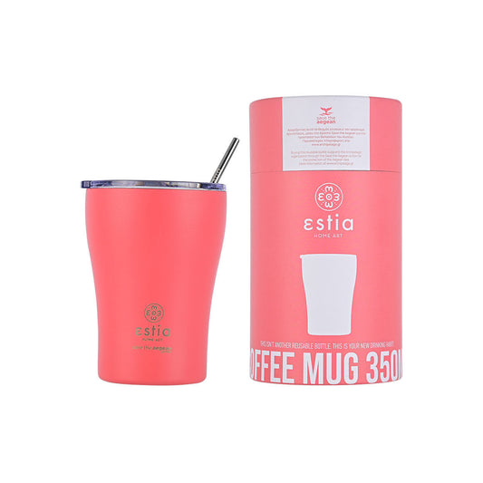 Estia Coffee Mug Save The Aegean Ποτήρι Θερμός με Καλαμάκι - 350ml