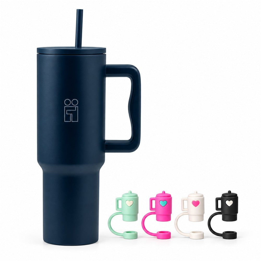 Combo Hugs My Tumbler 1200ml Deep Navy Blue & Mini Tumblers Toppers σετ 4τμχ