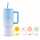 Combo Hugs My Tumbler 1200ml & Straw Toppers Flowers Σετ 4τμχ