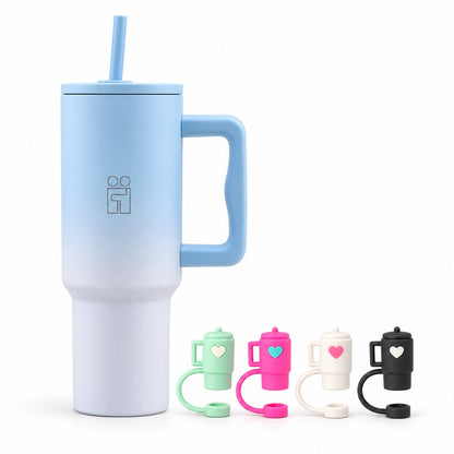 Combo Hugs My Tumbler 1200ml Ombre Blue & Mini Tumblers Toppers σετ 4τμχ