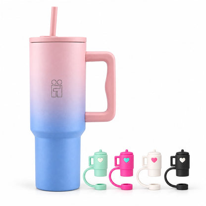 Combo Hugs My Tumbler 1200ml Ombre Pink & Mini Tumblers Toppers σετ 4τμχ