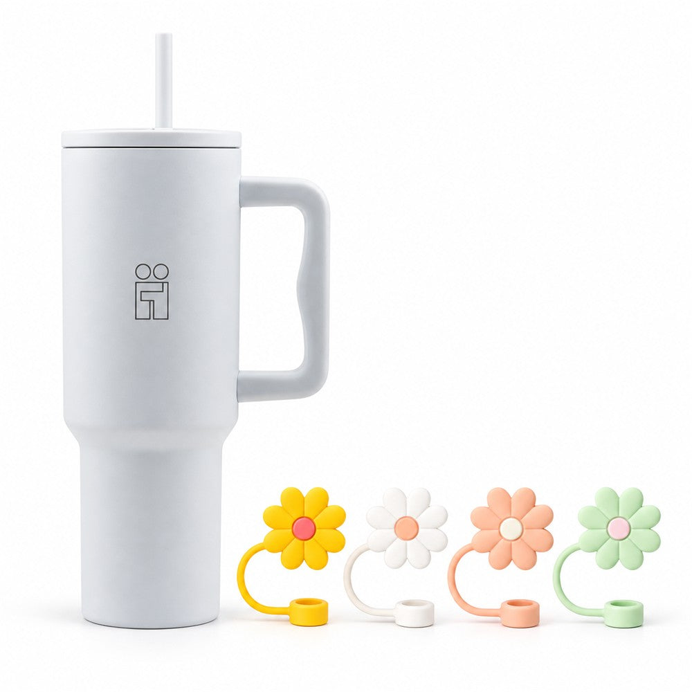 Combo Hugs My Tumbler 1200ml Pure Feel & Flowers Toppers σετ 4τμχ