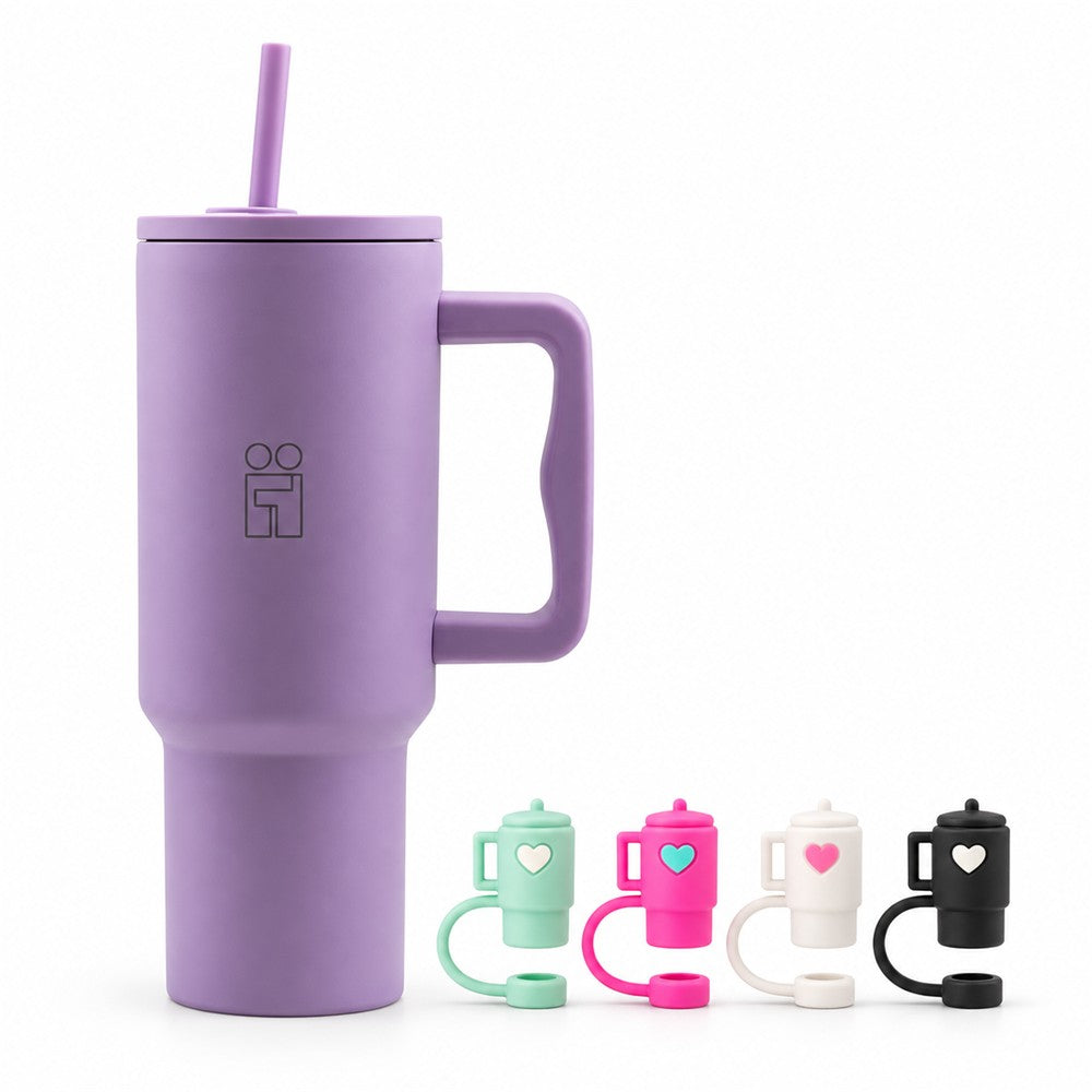 Combo Hugs My Tumbler 1200ml Purple Calm & Mini Tumblers Toppers σετ 4τμχ