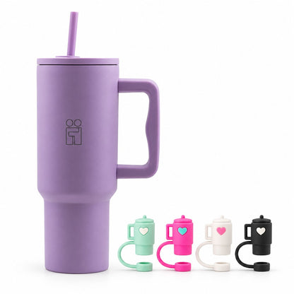Combo Hugs My Tumbler 1200ml Purple Calm & Mini Tumblers Toppers σετ 4τμχ
