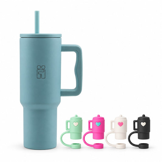 Combo Hugs My Tumbler 1200ml Soft Sky & Mini Tumblers Toppers σετ 4τμχ
