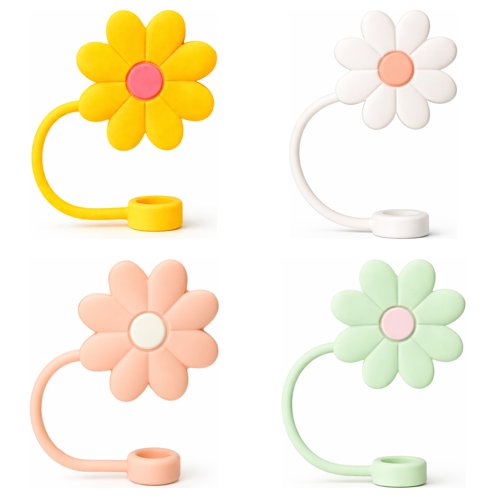 Hugs Straw Toppers Προστατευτικά για Καλαμάκια Tumbler σετ 4τμχ - Flowers