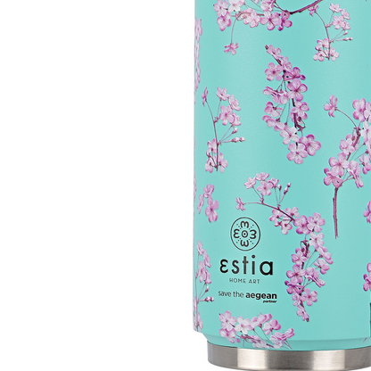Estia Travel Cup Save The Aegean Ποτήρι Θερμός με Καλαμάκι Blossom Green - 500ml