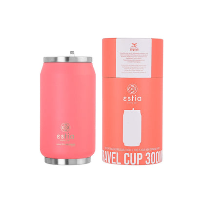 Estia Travel Cup Save The Aegean Ποτήρι Θερμός με Καλαμάκι Fusion Coral - 300ml