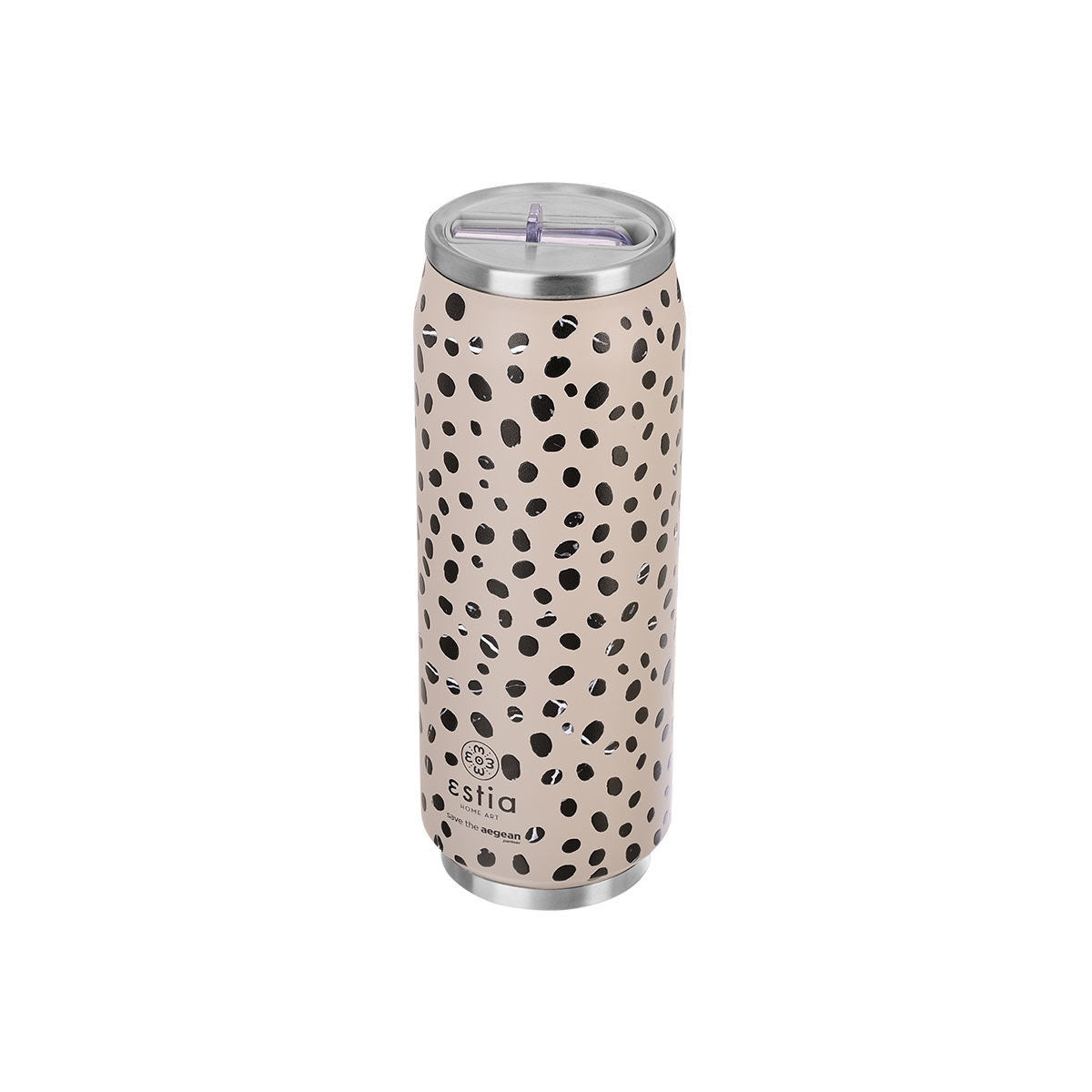 Estia Travel Cup Save The Aegean Ποτήρι Θερμός με Καλαμάκι Leopard - 500ml
