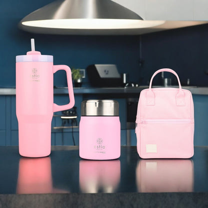 Bundle Black Friday (x3) Estia Straw Tumbler XL & Lunch Pot & Ισοθερμική Τσάντα - Ροζ