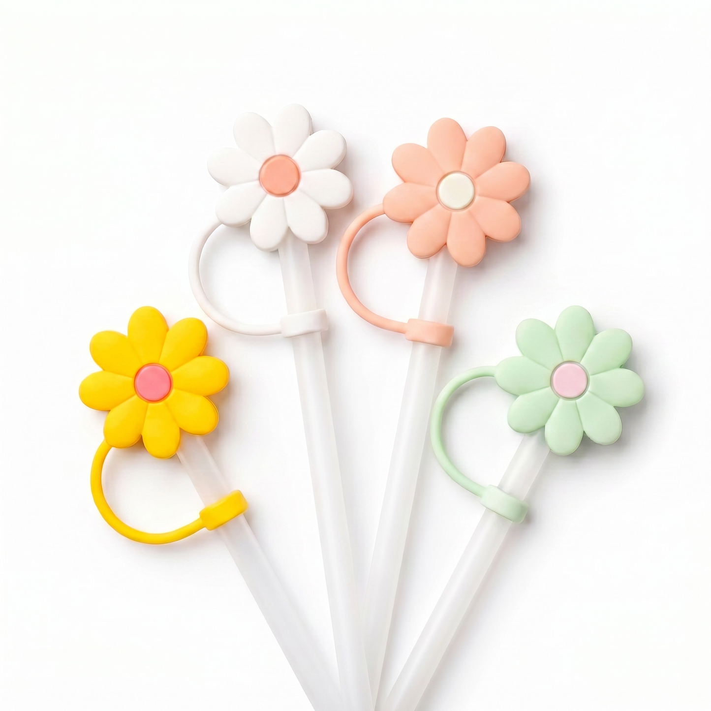 Hugs Straw Toppers Προστατευτικά για Καλαμάκια Tumbler σετ 4τμχ - Flowers