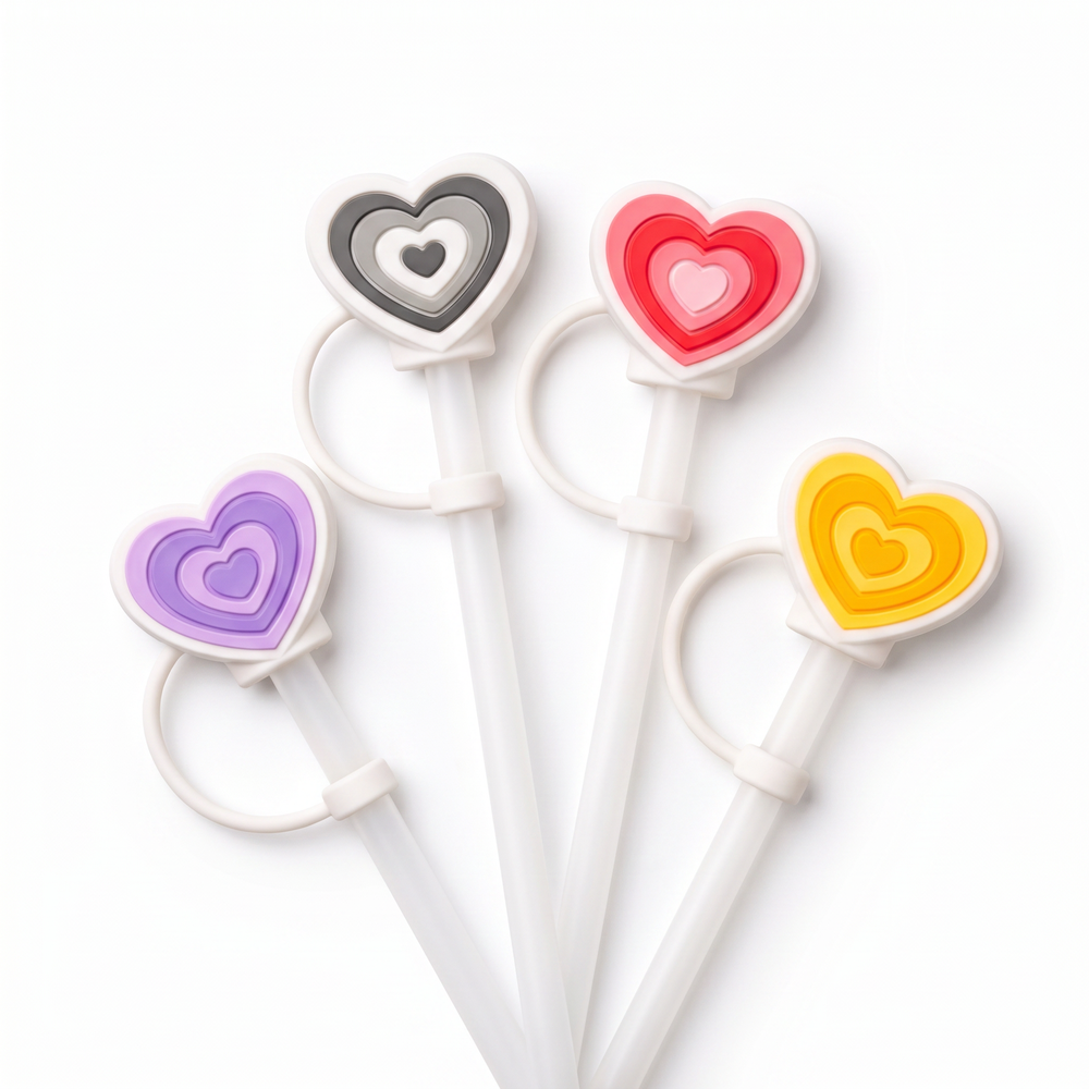 Hugs Straw Toppers Προστατευτικά για Καλαμάκια Tumbler σετ 4τμχ - Hearts