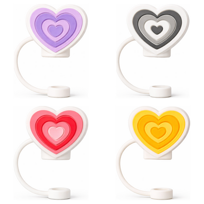 Hugs Straw Toppers Προστατευτικά για Καλαμάκια Tumbler σετ 4τμχ - Hearts