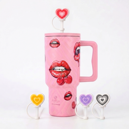 Combo Estia Straw Tumbler XL 900ml & Hugs Straw Toppers Hearts σετ 4τμχ