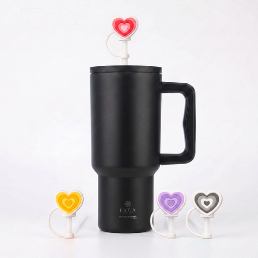 Combo Estia Straw Tumbler XL 1200ml & Hugs Straw Toppers Hearts σετ 4τμχ