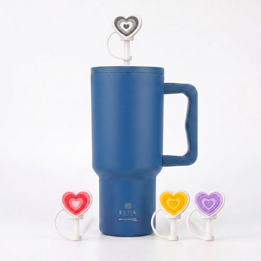 Combo Estia Straw Tumbler XL 900ml & Hugs Straw Toppers Hearts σετ 4τμχ